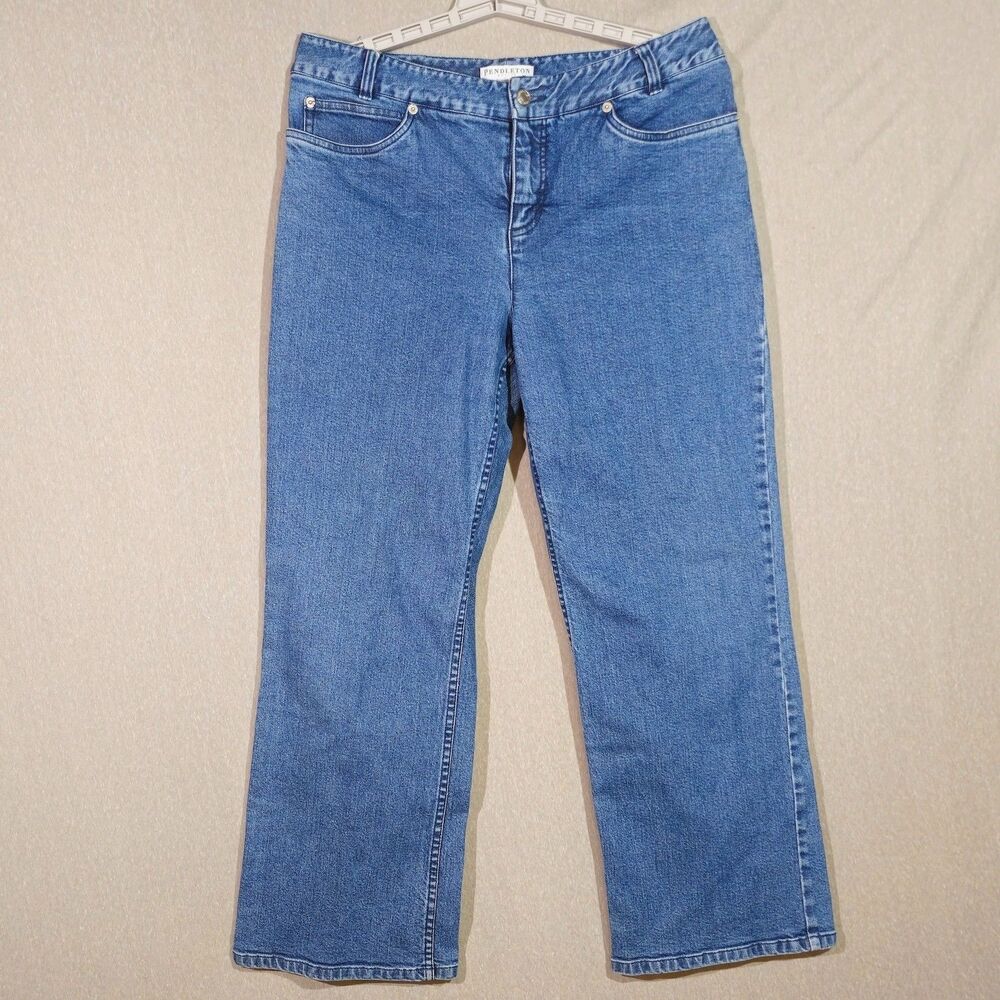 Pendleton Petite Straight Leg Stretch Jeans in Medium Wash 14P